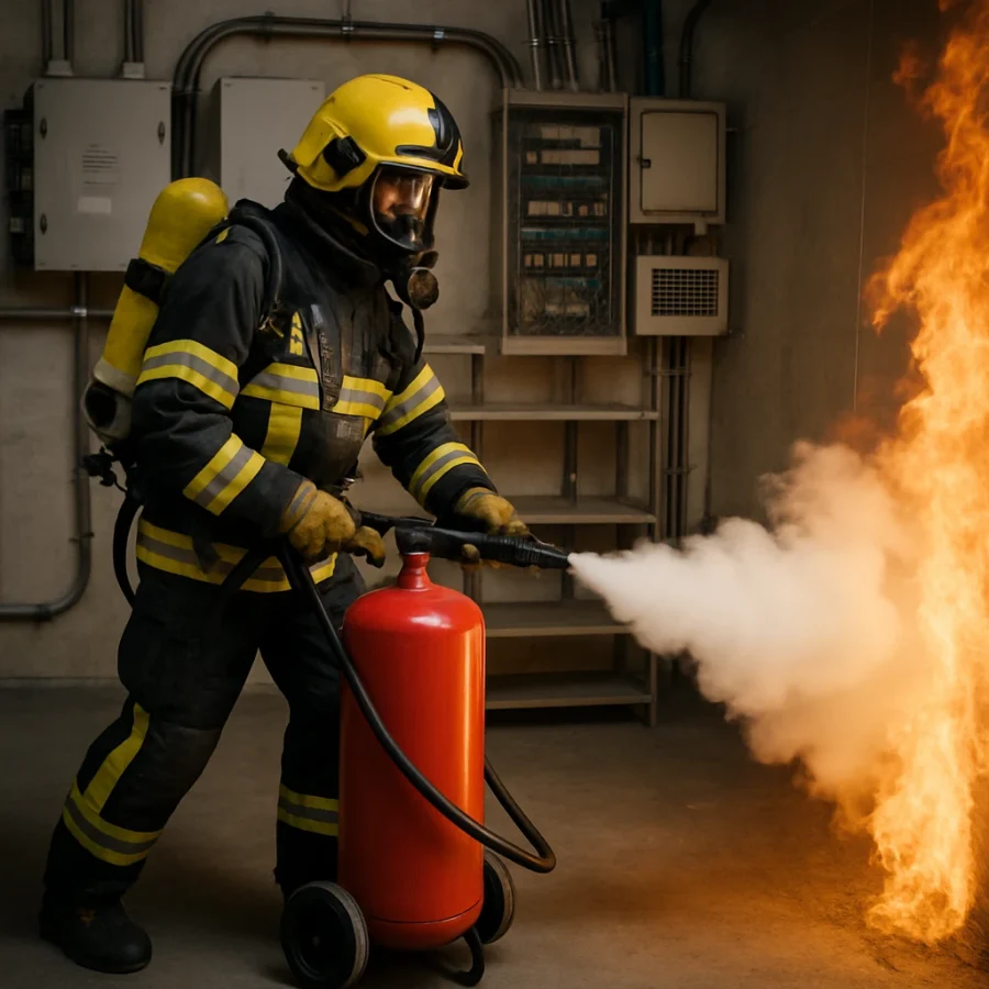 Na czym polega bezpieczne gaszenie gazem w pomieszczeniach technicznych?